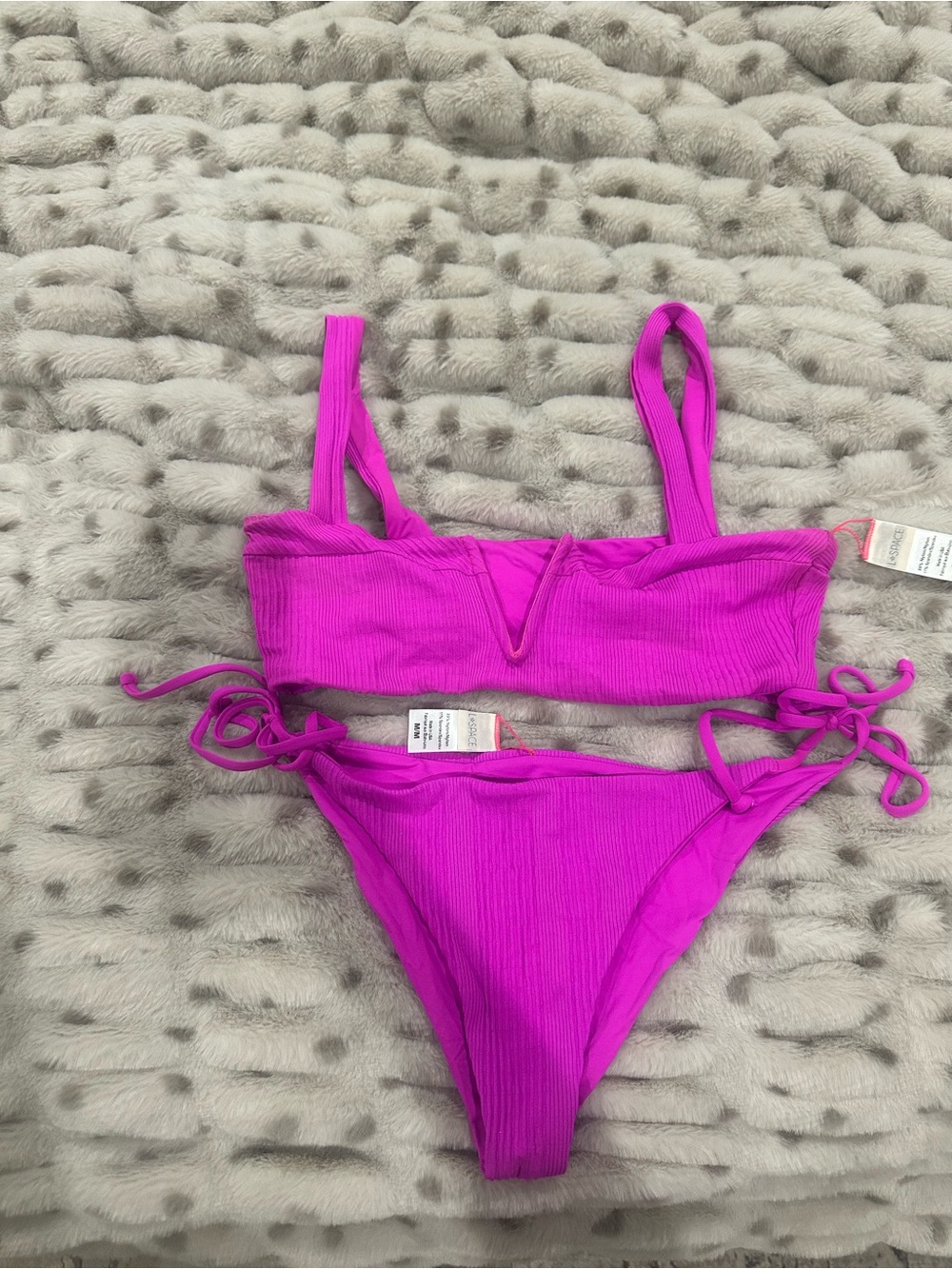 l*space Bright Magenta Ribbed Two-Piece Bikini